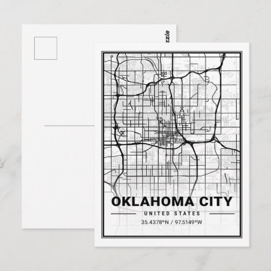 Oklahoma City Oklahoma USA Travel City Map Briefkaart (Voorkant / Achterkant)