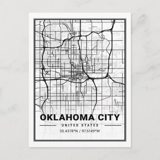 Oklahoma City Oklahoma USA Travel City Map Briefkaart (Voorkant)