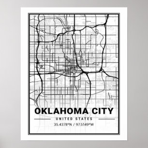 Oklahoma City Oklahoma USA Travel City Map Poster