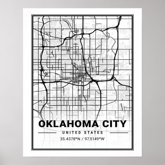 Oklahoma City Oklahoma USA Travel City Map Poster (Voorkant)