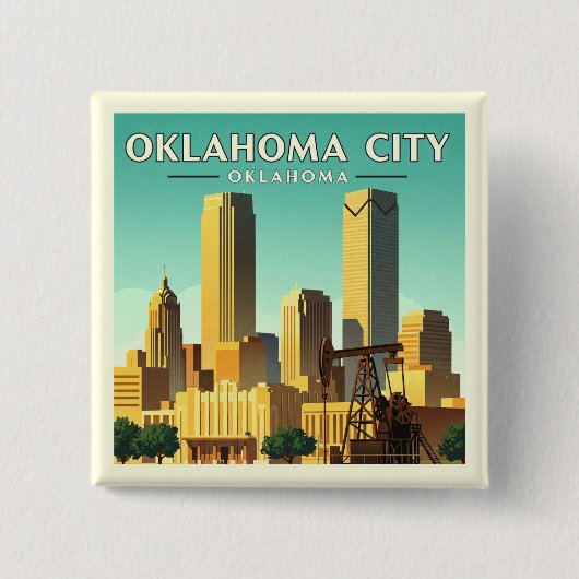  Oklahoma City Oklahoma Vierkante Button 5,1 Cm (Voorkant)