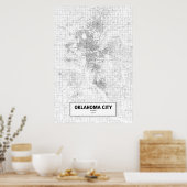 Oklahoma City, Oklahoma (zwart op wit) Poster (Keuken)