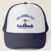 Oklahoma City Patriotic Skyline Baseball Cap Trucker Pet (Voorkant)