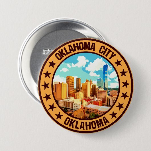 Oklahoma City Ronde Button 7,6 Cm (Voorkant /achterkant)