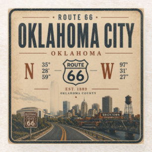 Oklahoma City Route 66 Bar Stop Glazen Onderzetter