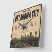 Oklahoma City Route 66-monument Vierkante Klok (Hoek)