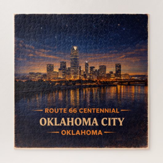 Oklahoma City Route 66 Skyline Game Night Cadeau Legpuzzel (Verticaal)
