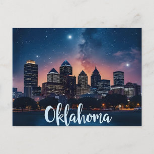 Oklahoma City Silhouet bij Nacht Modern Stadsgez Briefkaart