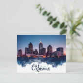 Oklahoma City Skyline at Night | Modern Cityscape Briefkaart (Staand voorkant)