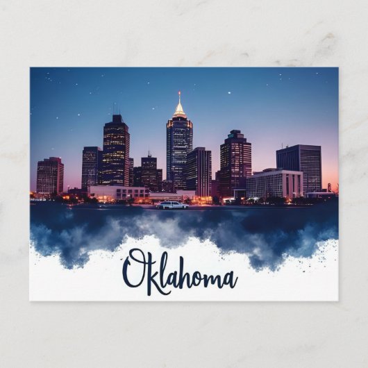 Oklahoma City Skyline at Night | Modern Cityscape Briefkaart (Voorkant)