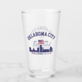 Oklahoma City Skyline Beer Glass with U.S. Flag  Glas (Achterkant)