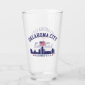 Oklahoma City Skyline Beer Glass with U.S. Flag  Glas (Voorkant)