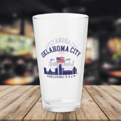 Oklahoma City Skyline Beer Glass with U.S. Flag  Glas