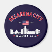 Oklahoma City Skyline & Flag Souvenir  Magneet (Voorkant)