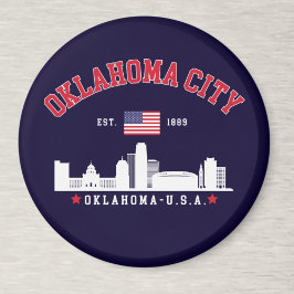 Oklahoma City Skyline & Flag Souvenir  Magneet