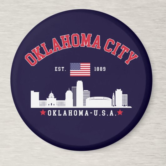 Oklahoma City Skyline & Flag Souvenir  Magneet