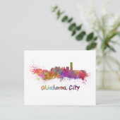Oklahoma City skyline in watercolor Briefkaart (Staand voorkant)