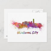 Oklahoma City skyline in watercolor Briefkaart (Voorkant / Achterkant)
