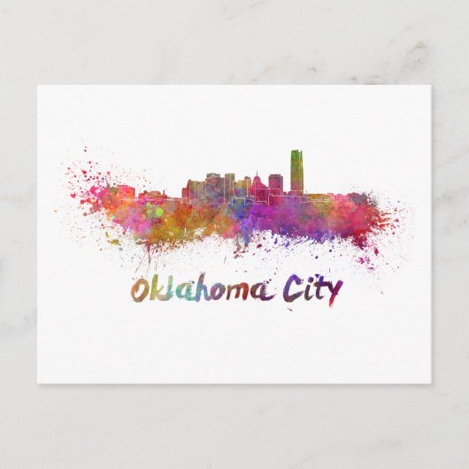 Oklahoma City skyline in watercolor Briefkaart (Voorkant)