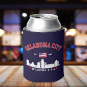Oklahoma City Skyline Patriotic Can Cooler