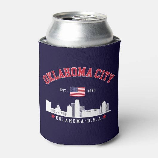 Oklahoma City Skyline Patriotic Can Cooler (Blikje Voorkant)