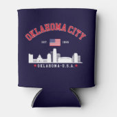 Oklahoma City Skyline Patriotic Can Cooler (Voorkant)