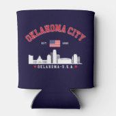 Oklahoma City Skyline Patriotic Can Cooler (Achterkant)