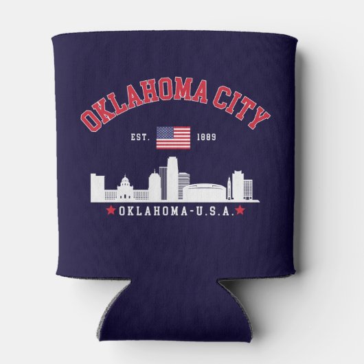Oklahoma City Skyline Patriotic Can Cooler (Achterkant)