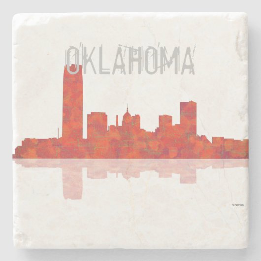 OKLAHOMA CITY SKYLINE - Stone Beverage Coasters Stenen Onderzetter (Voorkant)
