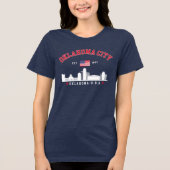 Oklahoma City Skyline with American Flag Tri-Blend Shirt (Voorkant)