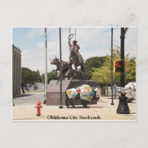 Oklahoma City Stockyards buffalo en cowboy Briefkaart