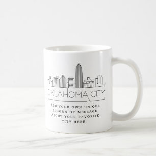 Oklahoma City Stylized Skyline   Aangepaste slogan Koffiemok