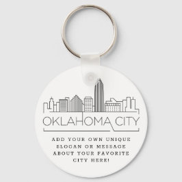 Oklahoma City Stylized Skyline | Aangepaste slogan Sleutelhanger