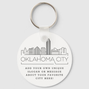 Oklahoma City Stylized Skyline Aangepaste slogan Sleutelhanger
