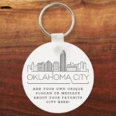 Oklahoma City Stylized Skyline | Aangepaste slogan Sleutelhanger (Voorkant)