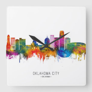 Oklahoma City USA Silhouette Vierkante Klok