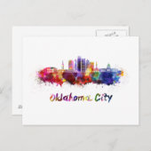 Oklahoma City V2 skyline in waterverf Briefkaart (Voorkant / Achterkant)