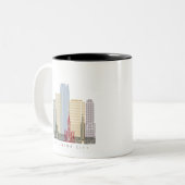 Oklahoma City V2 skyline poster Tweekleurige Koffiemok (Voorkant links)