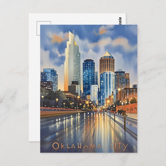 Oklahoma City water kleur skyline Briefkaart (Voorkant / Achterkant)