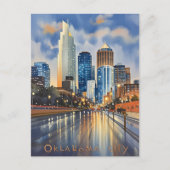 Oklahoma City water kleur skyline Briefkaart (Voorkant)