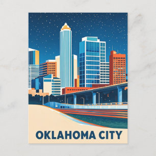 Oklahoma City water kleur skyline Briefkaart