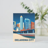 Oklahoma City water kleur skyline Briefkaart (Staand voorkant)