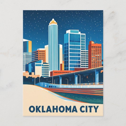 Oklahoma City water kleur skyline Briefkaart (Voorkant)