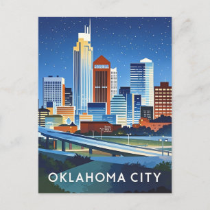 Oklahoma City water kleur skyline Briefkaart