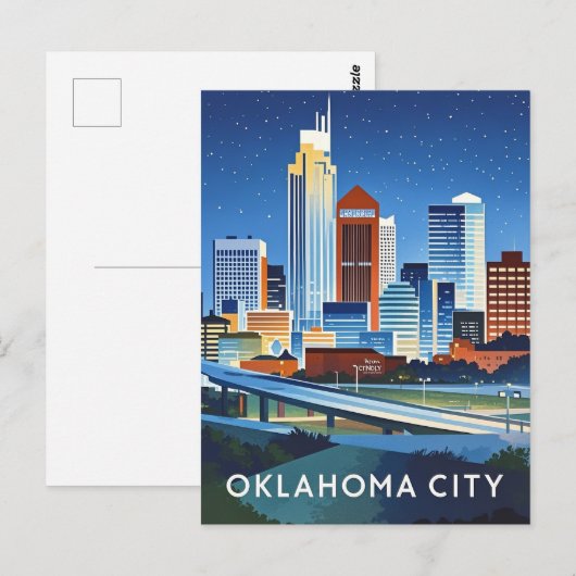 Oklahoma City water kleur skyline Briefkaart (Voorkant / Achterkant)