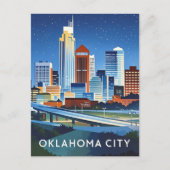 Oklahoma City water kleur skyline Briefkaart (Voorkant)