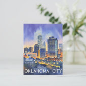 Oklahoma City water kleur skyline Briefkaart (Staand voorkant)