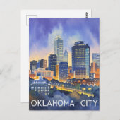 Oklahoma City water kleur skyline Briefkaart (Voorkant / Achterkant)