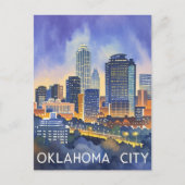 Oklahoma City water kleur skyline Briefkaart (Voorkant)