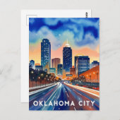 Oklahoma City water kleur skyline Briefkaart (Voorkant / Achterkant)